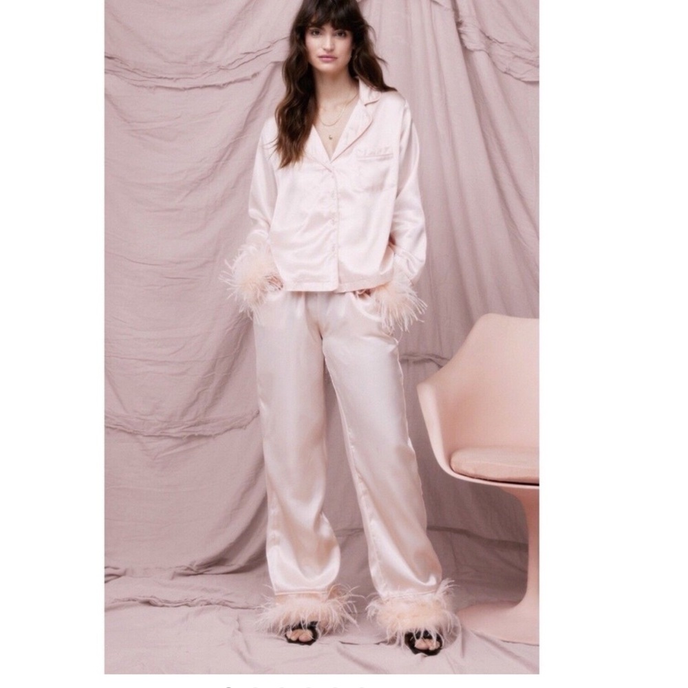 Nasty Gal Blush Satin Pajama Set